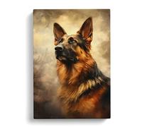 German Shepherd Romanticism Art No.2 Canvas Print for Living Room Bedroom Home Office Décor, Wall Art Picture Ready to Hang, 30x20 Inch (76x50 cm)