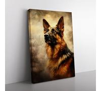 German Shepherd Romanticism Art No.2 Canvas Print for Living Room Bedroom Home Office Décor, Wall Art Picture Ready to Hang, 76x50 cm (30x20 Inch)