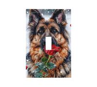 German Shepherd Rose (3) Wall Plate 1 Gang Toggle Light Switch Cover Single Toggle Faceplate Decor 3X5 in