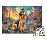 German Shepherd Scene 1000 Pieces Jigsaw Puzzles for Adults, Premium Cardboard, Shepherd Sunset, Educational Mental Workout, Creative Fun Activity, Gift Idea for Puzzle Enthusiasts 70x50cm/1000pcs