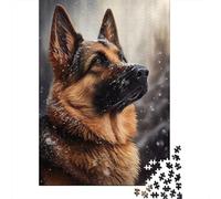 German Shepherd Snow 1000-Piece Puzzle for Adults, 52x38cm/1000pcs; Smooth White Cardboard Pieces; for Anyone Who Enjoys Detailed Challenges