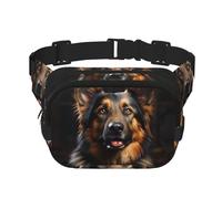German Shepherd Square Double Layer Waist Bag Belt - Fanny Pack Purse with Adjustable Strap for Running, Travel, Hiking, Black, One Size, Black, One Size
