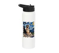 German Shepherd Starry Night - Funny Van Gogh Painting Dog Stainless Steel Insulated Water Bottle