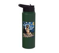 German Shepherd Starry Night - Funny Van Gogh Painting Dog Stainless Steel Insulated Water Bottle