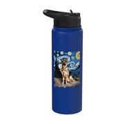 German Shepherd Starry Night - Funny Van Gogh Painting Dog Stainless Steel Insulated Water Bottle