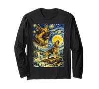 German Shepherd Starry Night Van Gogh Cute Howling Dog Long Sleeve T-Shirt