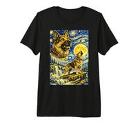 German Shepherd Starry Night Van Gogh Cute Howling Dog Premium T-Shirt