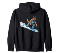 German Shepherd Surfing Dog Cool Beach Waves Zip Hoodie