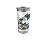 German Shepherd Surfing Japanese Great Wave Kawaii Stainless Steel Insulated Tumbler