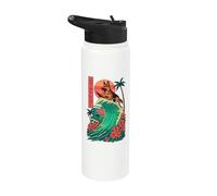 German Shepherd Surfing Japanese Great Wave Kawaii Stainless Steel Insulated Water Bottle