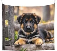 German Shepherd Tapestry Wall Hanging Cute Puppy, 3D Printed Extra Large Tapestry Fabric Poster Wall Art for Bedroom Living Room Home Decor, 230x230 cm Decorative Cloth a/6414