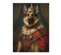 German Shepherd The King Illustrated Jigsaw Puzzle for Adults, 500 PCS | Adult Puzzle: easy-to-see colour differences for piece grouping during indoor leisure.