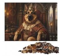 German Shepherd The King Wooden Jigsaw Puzzle 500 Pieces, Gift for Adults | Adult Jigsaw Puzzle - clear motif details for easier section planning during indoor leisure.