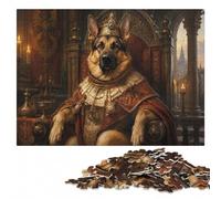 German Shepherd The King Wooden Puzzle for Adults, 1000 Pieces | Jigsaw Puzzle for Adults - thoughtful Christmas gift for adults with tabletop activity for adults.