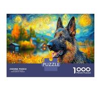 German Shepherd Thick Paper Side-gazing GSD Starry Jigsaw Puzzle Bundle for Seniors Brain Training Secret Santa Gift 52x38cm/1000pcs
