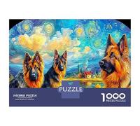 German Shepherd Thick Paper Three GSDs in Starry Landscape Jigsaw Puzzle Bundle Family Activity 70x50cm/1000pcs