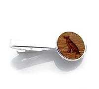 German Shepherd Tie Clip, Wooden Tie Bar, Mens Necktie Clasp Clip Clamp Pin, Engraved 5th Anniversary Wedding Present, Gift for Dad, Groomsmen, Usher, Birthday, With Gift Box