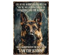 German Shepherd Tin Sign Black Dog Metal Vintage I Am the Storm Funny Wall Decor Signs for Home Bar Shop Coffee Decoration 6x8 Inch