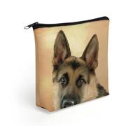 German Shepherd Travel Makeup Bag Toiletry Cosmetic Pouch Aesthetic Organizer Pencil Case Pen Holder 8.3 X 7.5 Inch