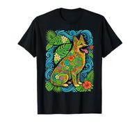 German Shepherd Tropical Flowers Floral Dog Summer Vibes T-Shirt