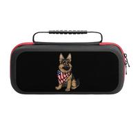 German Shepherd U.S Flag Carry Case for Switch Hard Shell Protective Cover Pouch Travel Carrying with Handle