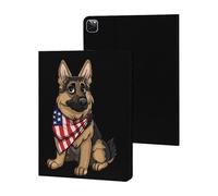 German Shepherd U.S Flag Case Compatible for iPad Pro 2020/2021/2022 (12.9in) Tablet Cases Stand Protective Cover with Sleep/Wake