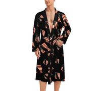 German Shepherd U.S. Flag Mens Bathrobe Long Bath Robe Warm Spa Robe Nightgown Soft with Waist Belt