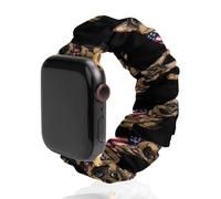 German Shepherd U.S Flag Replacement Watchband Cute Printed Watch Strap Elastic Solo Loop Bands Compatible for Apple Watch 42mm/44mm