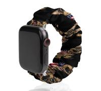 German Shepherd U.S Flag Replacement Watchband Cute Printed Watch Strap Elastic Solo Loop Bands Compatible for Apple Watch 42mm/44mm
