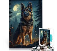 German Shepherd Under MoonlightJigsaw Puzzle for teenagers 1000 Pieces Relax Games for is ideal as a gift for the whole family 38x26cm