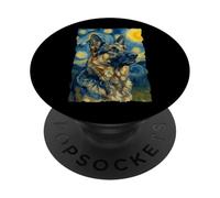 German Shepherd Van Gogh Funny Dog Lover Owner PopSockets Adhesive PopGrip