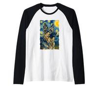 German Shepherd Van Gogh Funny Dog Lover Owner Raglan Baseball Tee