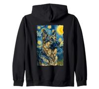 German Shepherd Van Gogh Funny Dog Lover Owner Zip Hoodie