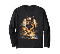 German Shepherd Volcano Coastline Sunset Long Sleeve T-Shirt