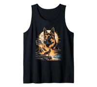 German Shepherd Volcano Coastline Sunset Tank Top