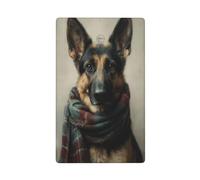 German Shepherd Wearing A Plaid Scarf Single Toggle Blank Wall Plate Light Switch Cover Decorative 1 Gang for Kitchen Room Bathroom Size 11.4x7cm