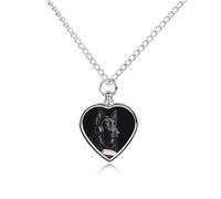 German Shepherd Wearing Headphones Reading Custom Cremation Jewelry Urn Necklace for Dog Pet Ashes Heart Memorial Pendant