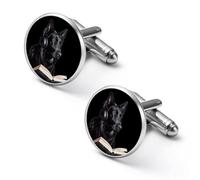 German Shepherd Wearing Headphones Reading Cute Shirt Cufflinks for Men Long Sleeve Suit Metal Cuff Links Jewelry Accessories
