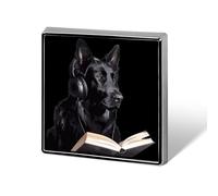 German Shepherd Wearing Headphones Reading Funny Lapel Tie Pin Buttons Brooch Badge Pin Clothes Hat Accessories for Men Women