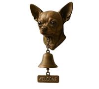 German Shepherd Welcome Bell,New Various Dog Welcome Doorbell Decoration Vintage Wall-Mounted Decorative Cast Iron/Resin Hanging Bell for Entryways,Yard,Garden,Outdoor Gift (Chihuahua)