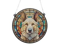 German Shepherd White Stained Glass Effect Suncatcher Gift for Dog Lovers - 13cm
