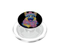 German Shepherd Winter Dog Lover Graphic Pink Scarf Blue PopSockets PopGrip for MagSafe