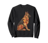 German Shepherd with Autumn Leaves Animal Art Fall Aesthetic Sweatshirt