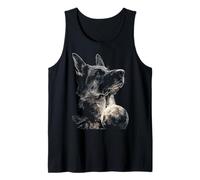 German Shepherd with Full Moon Moonlight Aesthetic Dog Art Tank Top