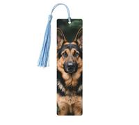German Shepherd Wooden Bookmarks for Book Lovers, Handmade DIY Book Mark with Colorful Tassels Double-Sided Printed Page Markers Artistic Book Accessories Gift for Women Men