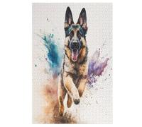 German Shepherd Wooden Jigsaw Puzzles for Adults 1000 Difficult Hard Poster Puzzle Jigsaw Puzzle 1000 Piece Precise Interlocking Family Gathering Educational Game Toys (78×53cm)