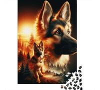 German Shepherd1000 Piece Premium Cardboard Sunset Jigsaw Puzzle Multi Pack Adults Kids Family Game Concentration Training After School Activity 70x50cm/1000pcs