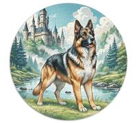 German Shepherds 1000 Piece Circular Jigsaw Creative Dog Seeking A Challenging And Relaxing Activity Games for Adults And Kids 1000pcs (67.5x67.5cm)