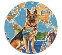 German Shepherds 1000 Piece Round Jigsaw Puzzle Creative Dog Seeking A Challenging And Relaxing Activity Games for Adults And Kids 1000pcs (67.5x67.5cm)