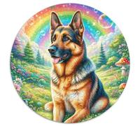 German Shepherds 1000 Piece Round Jigsaw Puzzles Creative Dog Seeking A Challenging And Relaxing Activity Games for Adults And Kids 1000pcs (67.5x67.5cm)